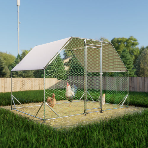 Large Walk-In Metal Chicken Coop & Poultry Run | 9.94'×6.46', Waterproof Cover, Lockable Doors, Predator-Proof
