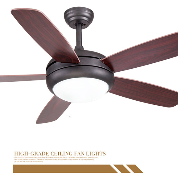Light Luxury Wood Blade Ceiling Fan with Glass Shade | 46" & 52", Black & Silver, Remote & Dual Control, 220V