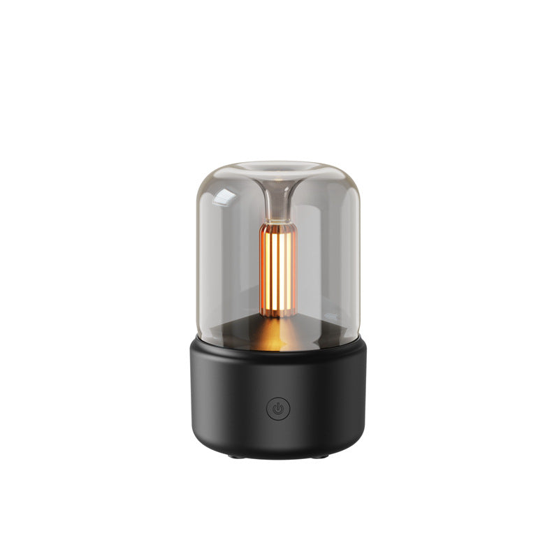 Candlelight Aroma Diffuser & Humidifier | 120ml | 8–12hr | USB | <36dB | Auto Shut-Off | Simulated Flame LED | No Filter | Beige, Black & Pink | Bedroom & Office