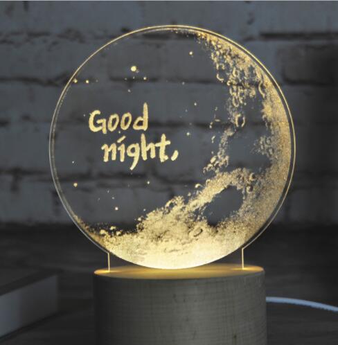 Acrylic LED Night Light with Remote Control | USB | ≤36V | 210×150mm | 10,000hr | Dandelion, Deer, Earth, Good Night & Moon | Bedroom & Home Decor