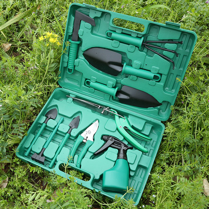 Garden Tool Set | Iron Head & Plastic Handle | Single, 5-Piece & 10-Piece Sets | Green & Purple | Trowel, Rake & More | Lightweight & Durable | Home Garden & Planting