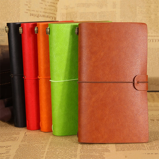 A6 PU Leather Vintage Traveler's Notebook | Journal Diary | 200×120mm | Black, Brown, Green, Orange & Red