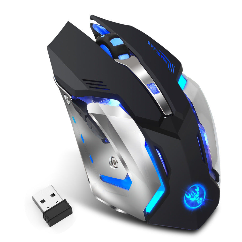 2.4GHz Wireless RGB Gaming Mouse | 2400 DPI | 4-Level Adjustable | 6 Buttons | 4-Way Scroll | Ergonomic | 10m Range | Black