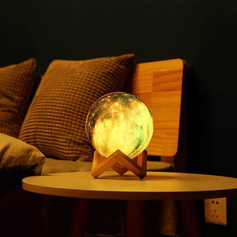 3D Moon Lamp Night Light | 3/7/16 Colour Modes | Touch & Remote | USB Rechargeable | 500mAh | 8–22cm | PVC+ABS | Bedroom & Gift