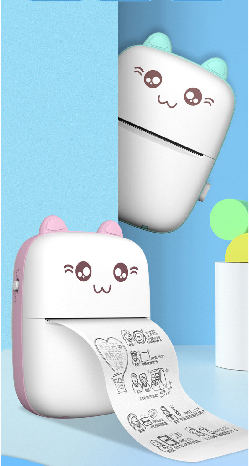 A6 Mini Bluetooth Thermal Printer | 200DPI | 1200mAh | 10mm/s | iOS & Android | Inkless | 11×8×3.5cm | 160g | Green & Pink | Printer & Paper Bundles