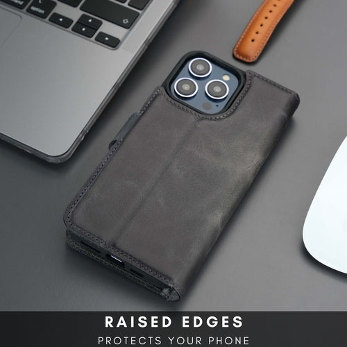 Leather MagSafe Wallet Case for iPhone 16 Pro – Full-Grain with RFID Blocking