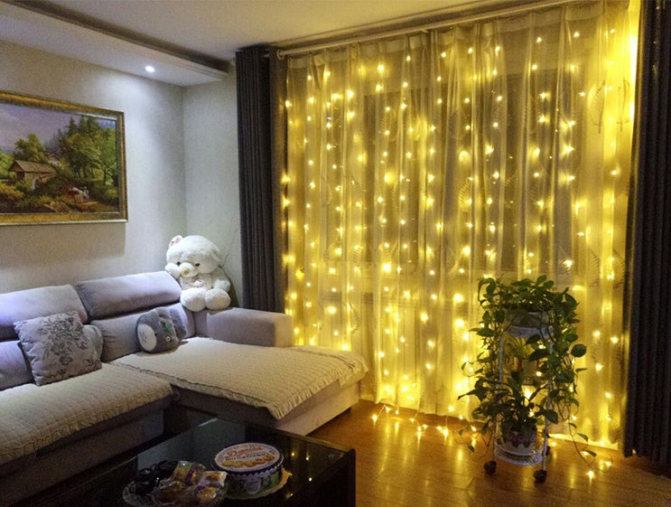 LED Curtain Fairy Lights | 3×3m | 304 LEDs | Remote Control | EU 220V & US 110V | Blue, Warm White, White & Colourful
