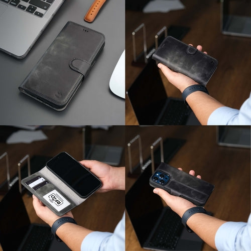 Leather MagSafe Wallet Case for iPhone 16 Pro – Full-Grain with RFID Blocking
