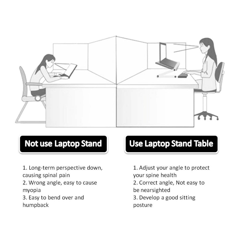 Foldable Laptop & Tablet Stand | 360° Angle | Height Adjustable | 10kg Load | Aluminium Alloy + MDF | 744g | Bed, Sofa & Desk Use | Black & White