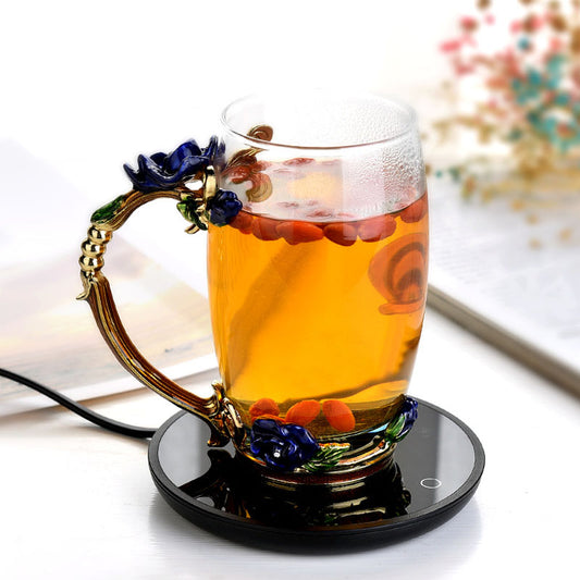 Electric Mug & Cup Warmer | Constant Temperature | ABS + Tempered Glass | Waterproof | Low & High Temp | AU, EU, UK & US | Black