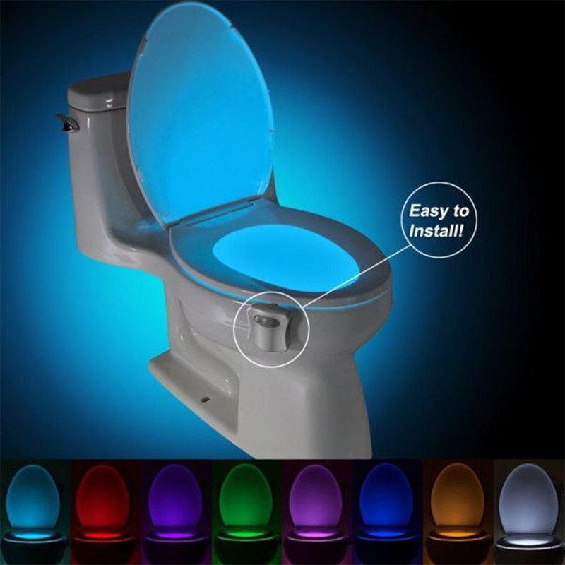 Motion Sensor Toilet Night Light | 8 & 16 Colours | PIR | Light-Sensitive | 3×AAA Battery | 6.5×7cm | Fits Any Toilet | Bedroom & Bathroom Safety Light