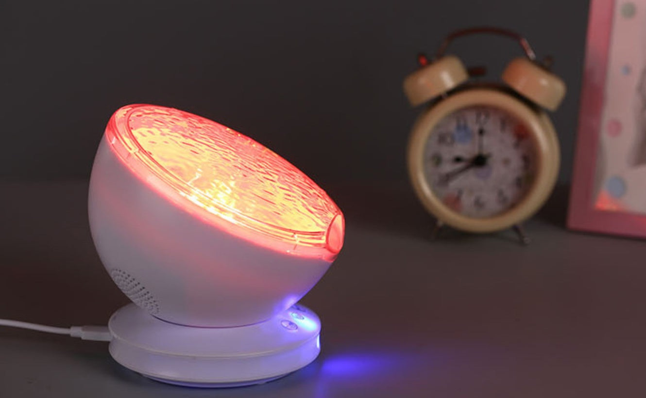 Ocean Wave Projector Night Light | Built-In Speaker | Remote & TF Card | USB & Battery | Aurora Projection | Black & White
