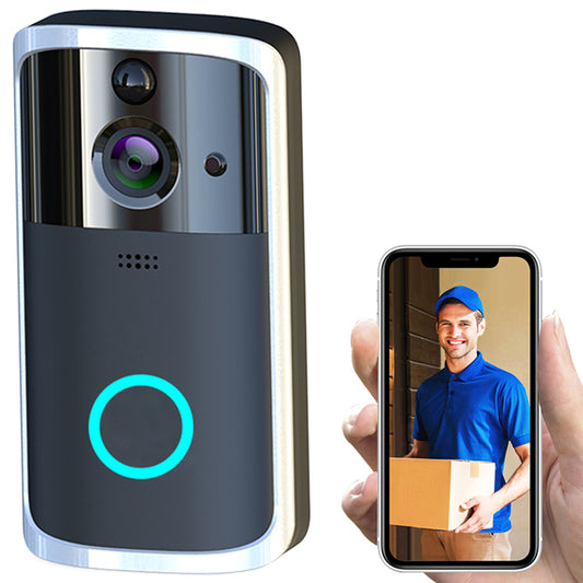 WiFi Video Doorbell Camera | HD | Night Vision | Two-Way Audio | APP Remote View | Motion Alert | 32GB TF | No Wiring | Black & Silver