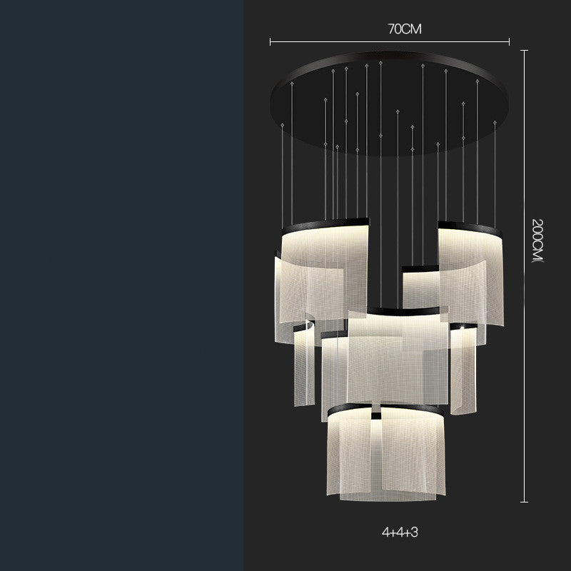 Modern Stainless Steel Grid Mesh LED Chandelier | 7-23 Heads, Black & Gold, Stepless Dimming, 111-240V, Villa & Duplex