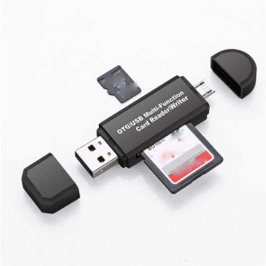 USB 2.0 OTG Card Reader | SD & TF MicroSD | Plug & Play | Compact | Black