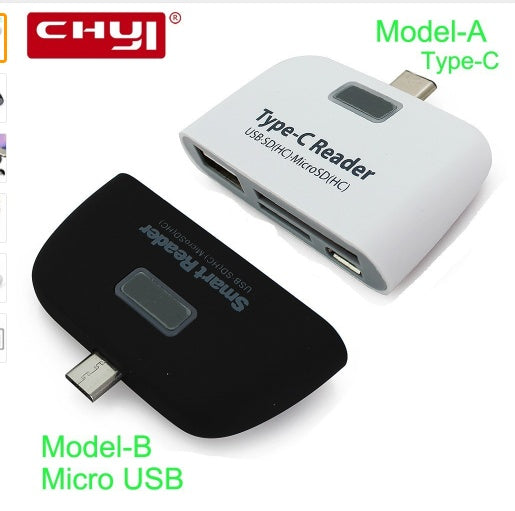 USB-C OTG Card Reader | TF SD Card | MacBook Android Tablet Phone | Plug & Play | Compact