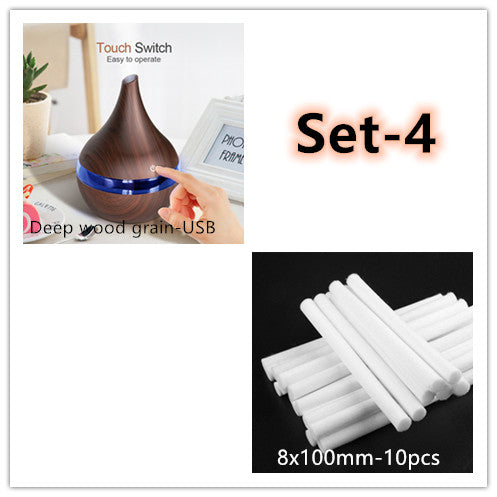 Ultrasonic LED Essential Oil Diffuser & Humidifier | Wood Grain | <1L | USB | ABS+PP | Single & Bundle Sets