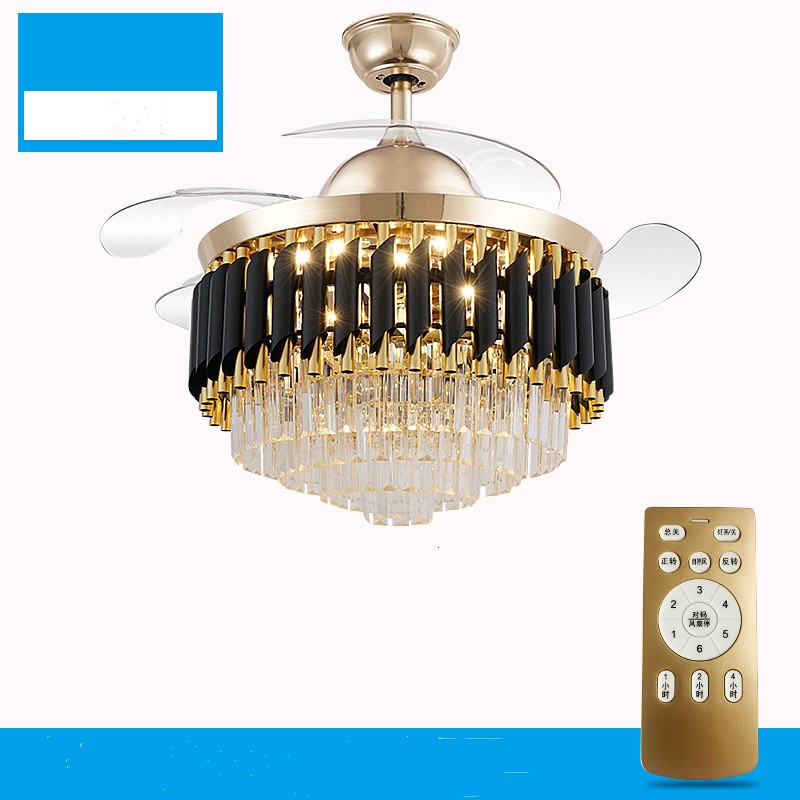 FB2835 Crystal Ceiling Fan Light | Variable Frequency, Remote Control, 42" & 48", 220V, Multi-Room