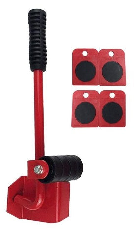 Furniture Moving Lifter & Slider Set | 150kg Capacity | Pry Bar + 4 Square Pulleys | ABS & Steel | Blue, Red & Yellow