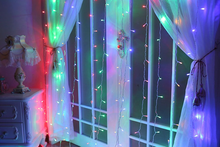 LED Curtain Fairy Lights | 3×3m | 304 LEDs | Remote Control | EU 220V & US 110V | Blue, Warm White, White & Colourful