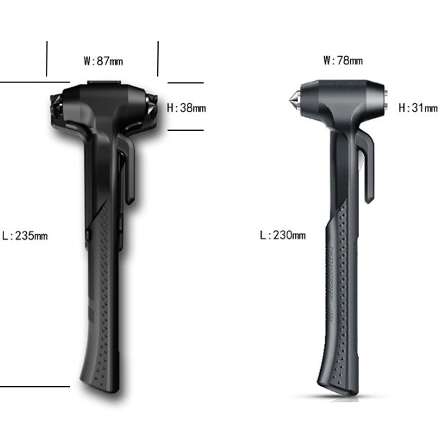 Car Emergency Safety Hammer | Window Breaker & Seatbelt Cutter | ABS + High Carbon Steel | Black & Red