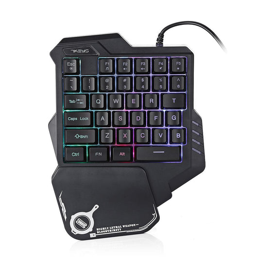 One-Handed RGB Gaming Keypad | Model G30 | Anti-Ghosting | Photosensitive Side Strips | Ergonomic | 23×18.5×4cm