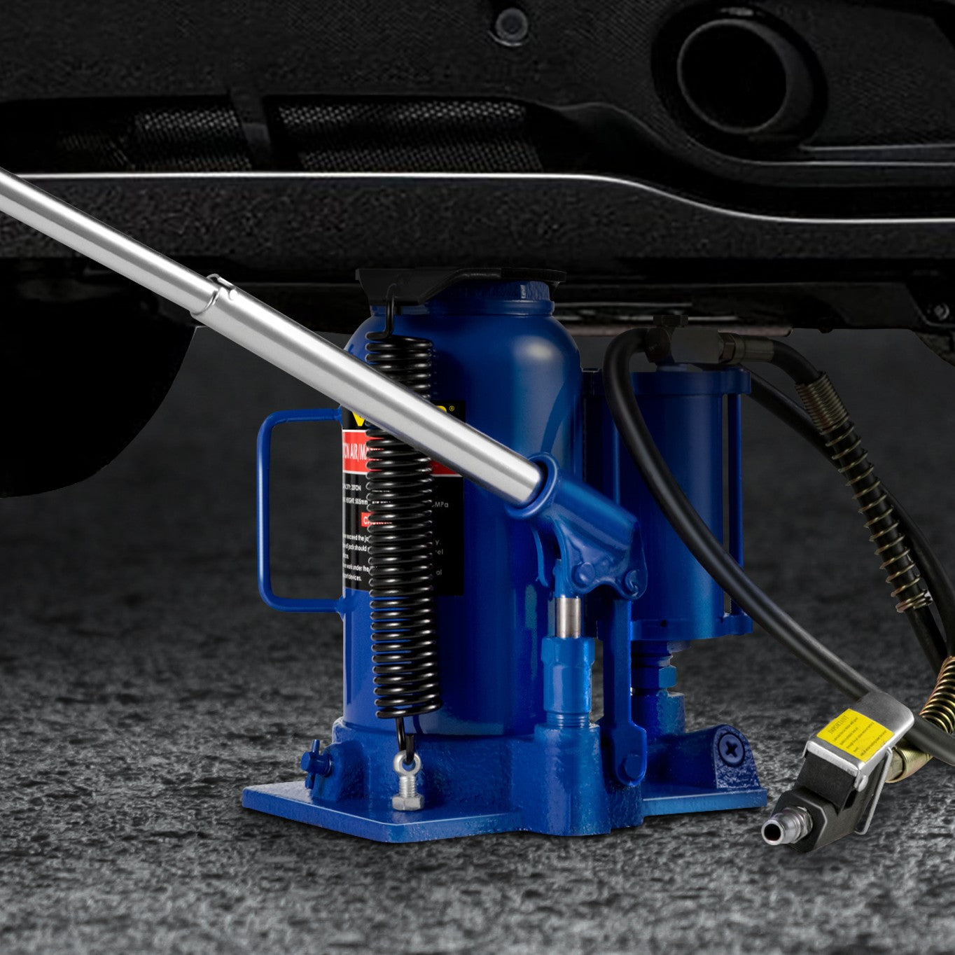 20-Ton Vertical Hydraulic Pneumatic Jack | Dual Operation, Heavy-Duty Steel, Workshop & Industrial Use