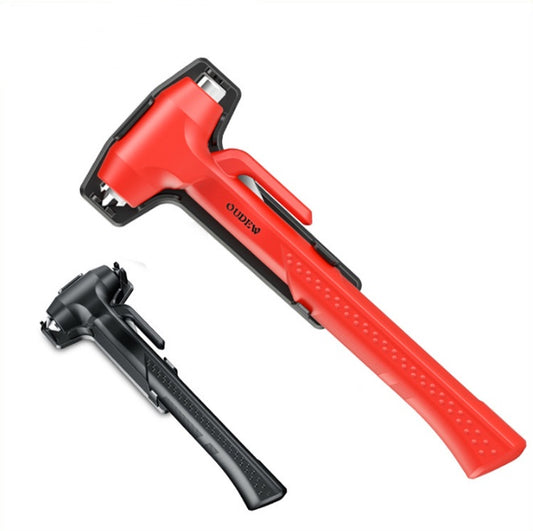 Car Emergency Safety Hammer | Window Breaker & Seatbelt Cutter | ABS + High Carbon Steel | Black & Red