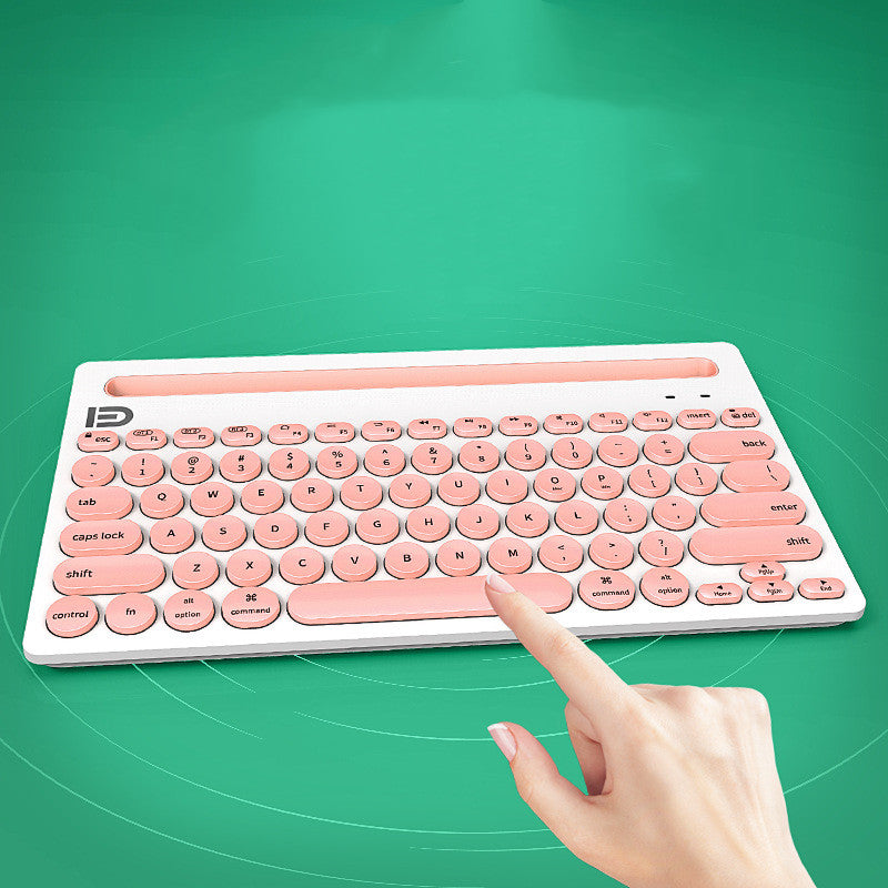 Wireless Bluetooth Keyboard | Slim Full-Size, Multi-Device Compatible | Black & Pink