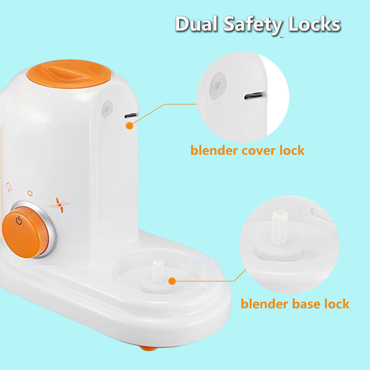 Baby Food Processor Steamer & Blender | 300W Steam | 120W Mix | 190ml | BPA-Free PP | Dishwasher Safe | 23×12.8×20cm | EU & US Plug | Puree, Juice, Milkshake & Ice Crush | Orange