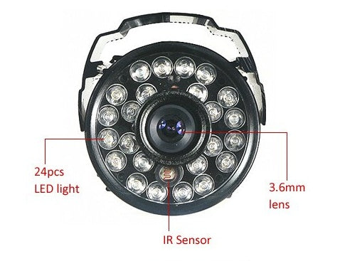 Infrared Night Vision CMOS Security Camera | 1000TVL | 0 Lux | 36 IR LEDs | DC 12V | 1/50–1/100,000 Shutter | SNR >48dB | Indoor & Outdoor