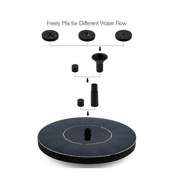 Solar-Powered Garden Fountain Pump | 1.5W | 210L/h | 4 Nozzles | Brushless Motor | 10,000hr+ | Bird Bath, Pond & Garden | 1–4pc & Bulk Sets