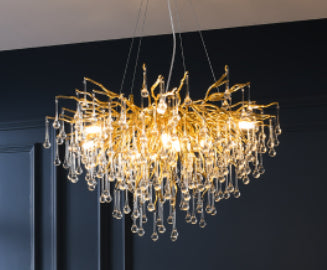 YST01 Postmodern Water Drop Crystal LED Chandelier | Aluminum, Smart Control, 10 Sizes, EU CE, 220V