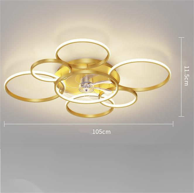 Nordic PC Blade Acrylic Flush Mount LED Ceiling Fan | Stepless Dimming, 2 Models, Black/White & Gold, 110-240V