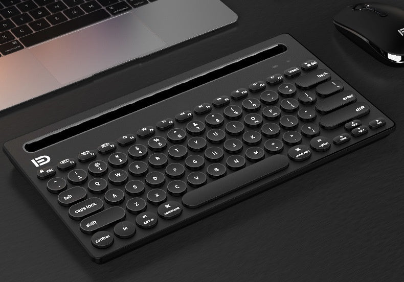 Wireless Bluetooth Keyboard | Slim Full-Size, Multi-Device Compatible | Black & Pink