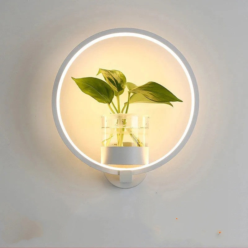 Iron Decorative Wall Lamp with Planter Basket | 18W LED | Round & Square | Natural Light & Tricolor | Black & White | Living Room & Bedroom