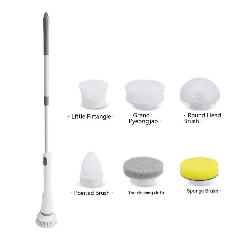 Multifunctional Electric Cleaning Brush | Type-C Rechargeable | Telescopic Long Handle | Elbow Design | Wall, Tile & Bathroom Scrubber | White