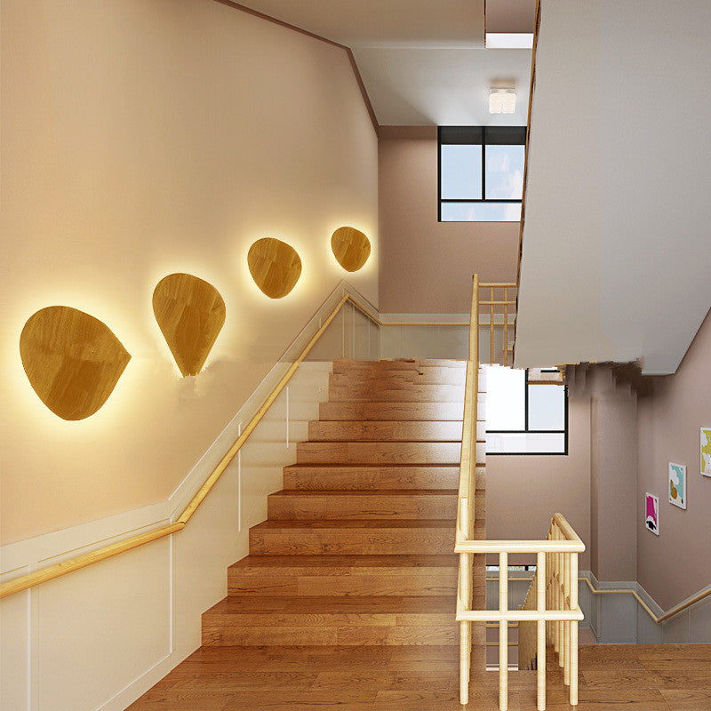 Wooden Log Art LED Wall Lamp | AC220V | Warm & White Light | Round & Oval | S & M | D250mm | Modern Minimalist | Bedroom & Living Room