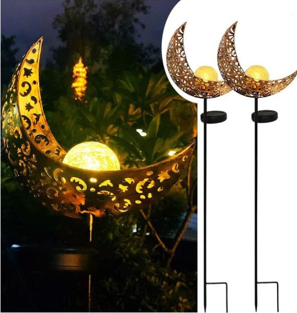 Solar Iron & Glass Garden Stake Light | IP55 | 0.5W Warm White LED | 6–8hr Runtime | 100,000h | 78×17×6cm | 2V Solar | 600mAh | Cutout, Flame, Star, Sun & White | Pathway & Garden Decor
