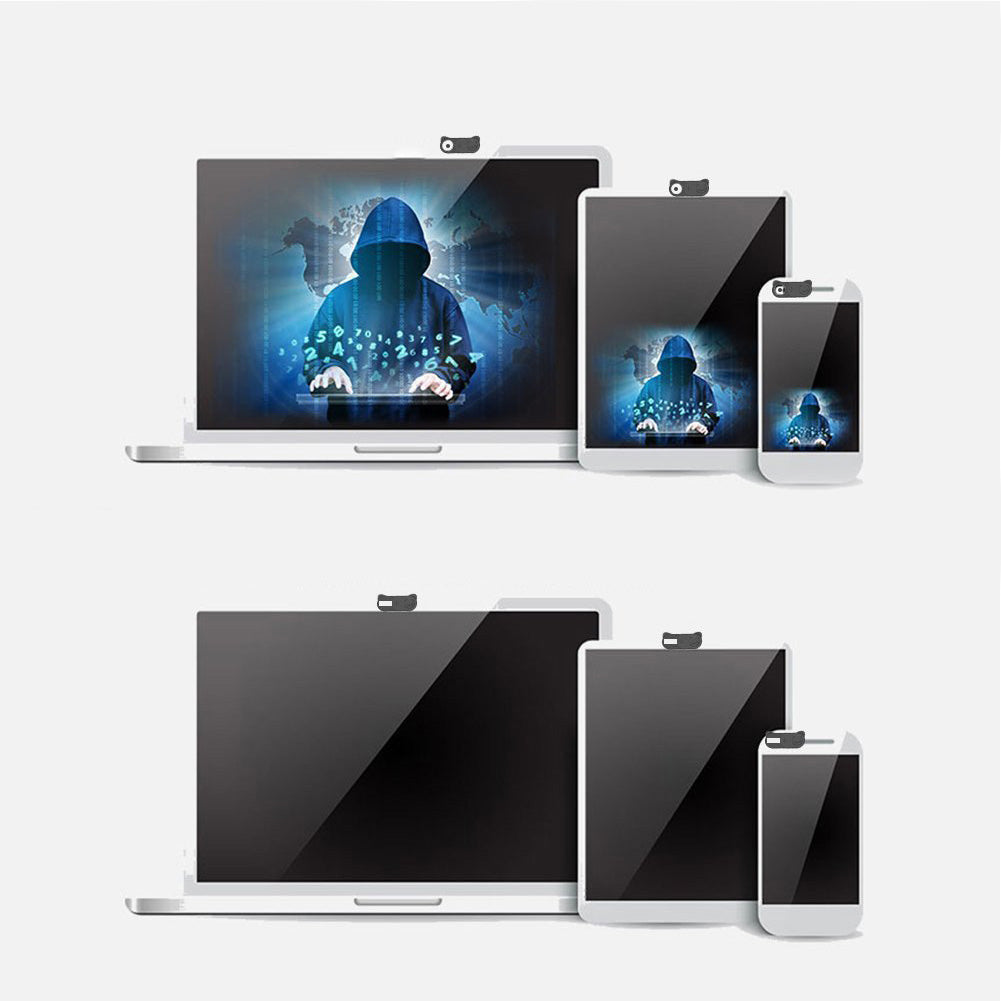 Webcam Privacy Cover Slider | Laptop Tablet Phone Camera Shutter | Peel & Stick | Black | 2-5 Pack