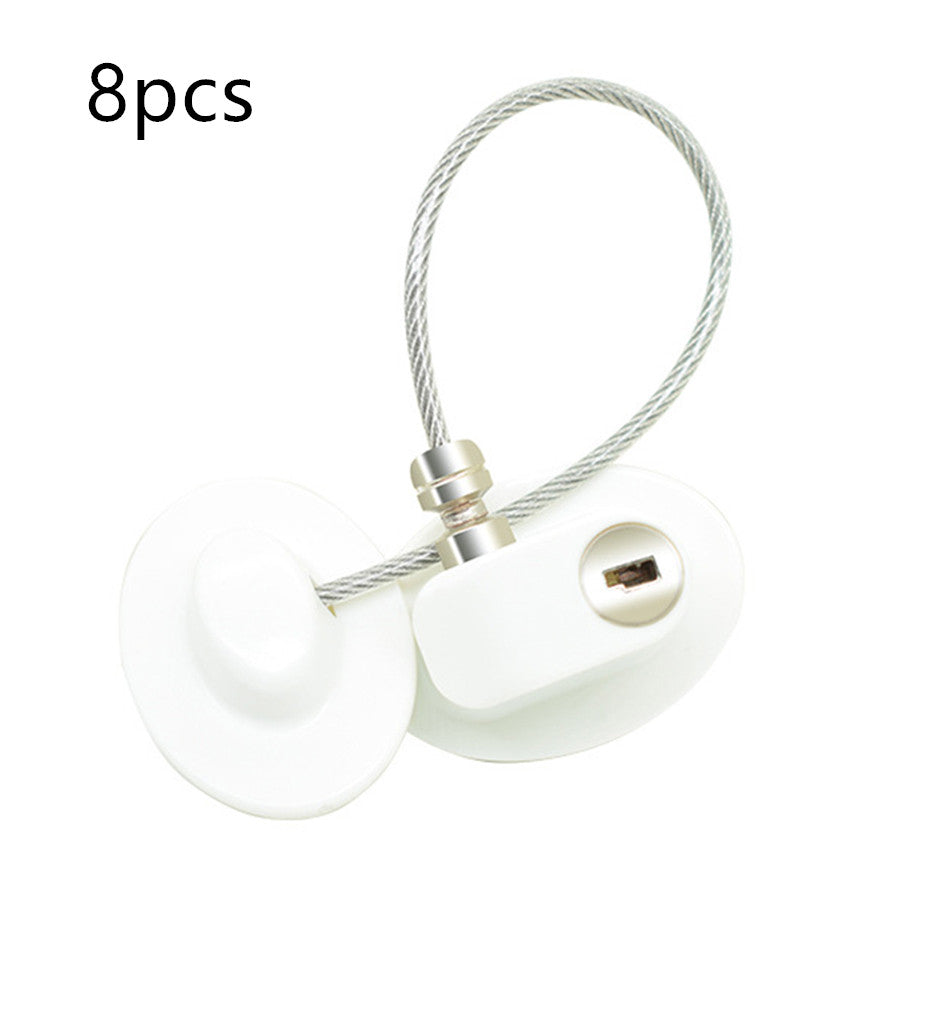Child Safety Window & Cabinet Chain Lock | Flexible Cable | Adhesive Mount | Black & White | 1–8pcs