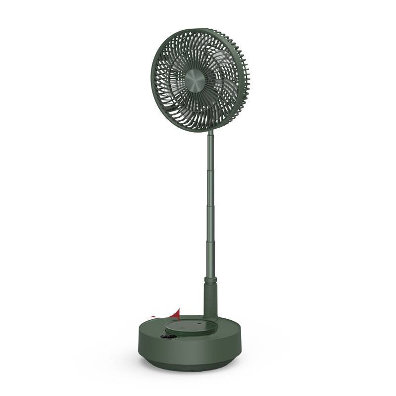 Model 908 Telescopic Foldable Rechargeable Floor & Desktop Fan | 5-Speed, Magnetic Remote, Optional Humidifier, Green & White