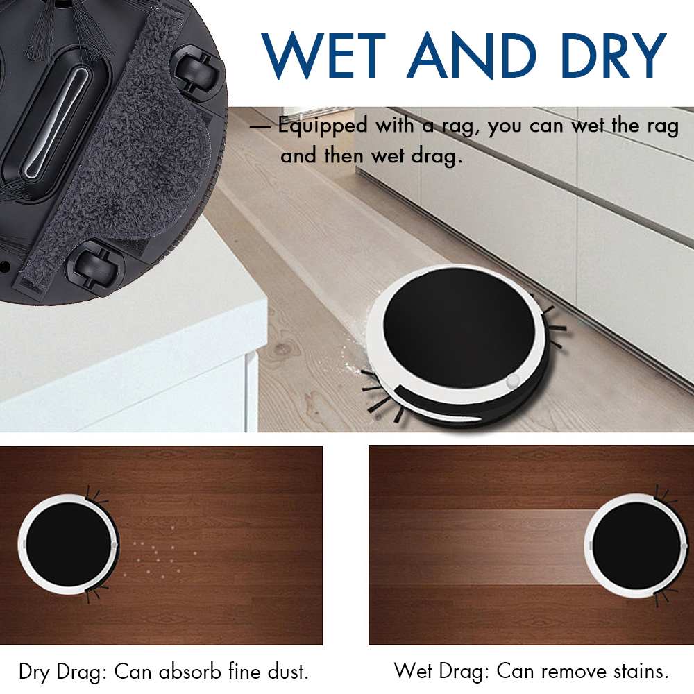 Automatic Robot Vacuum Cleaner | 8W | 2400mAh | 350ml Dustbin | <50dB | 150m² Coverage | 6hr Charge | 27×27×6.5cm | EU & US Plug | Smart Home Floor Cleaning