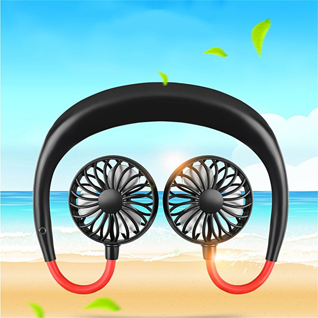 3-in-1 Portable Neck & Desktop Fan | 2000mAh | 3 Speeds | 4–12hr Runtime | Micro USB | Alarm Clock Style | Emerald, Pink, Sky Blue, Pearl White & Black