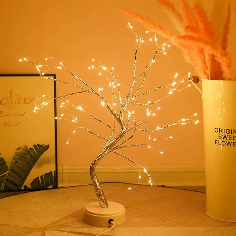 Nordic LED Copper Wire Fairy Light | Battery & USB | Rice Grain & Globe Bulbs | Gold & Silver Tree | Warm Tones | Bedroom, Living Room, Wedding & Hotel Decor