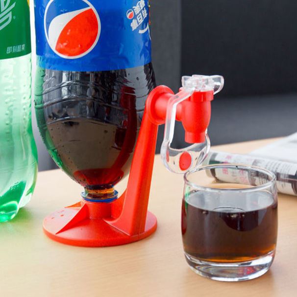 Automatic Inverted Bottle Drink Dispenser | ABS & TPR | 15cm | Hands-Free | Fits Most Bottles | No Mess | Home, Kitchen, Office & Party | Red | With & Without Gift Box