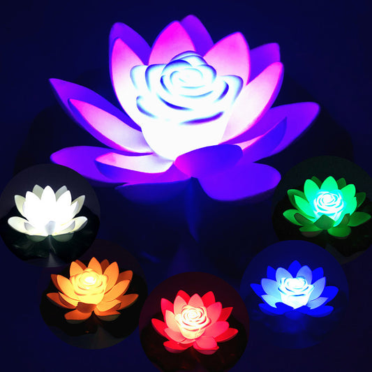 LED Lotus Flower Floating Lamp | EVA Foam | LED Light | 18cm & 28cm | Blue, Green, Red, White, Yellow & Gradient | Pool, Pond, Bath & Home Decor | Floating Water Light