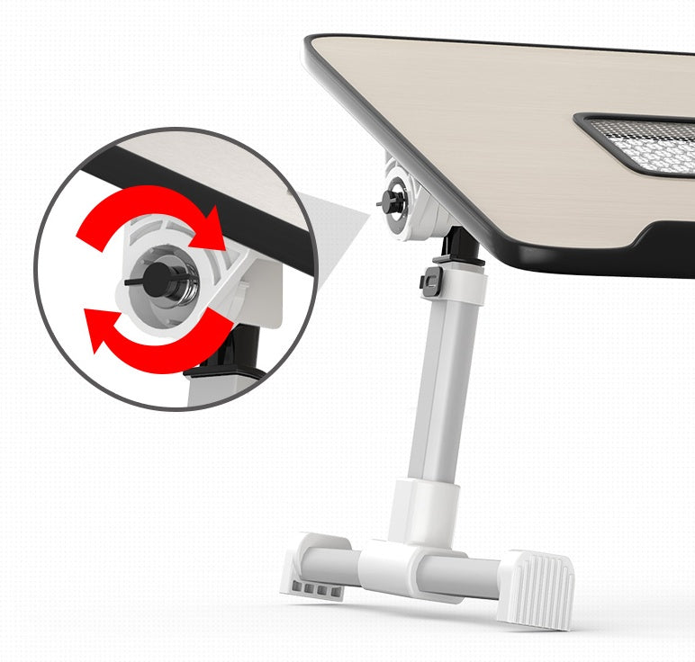 Foldable Adjustable Laptop Desk Stand & Lap Table | Height & Angle Adjustable | 52×30cm | Wood Panel | Home, Bed & Office