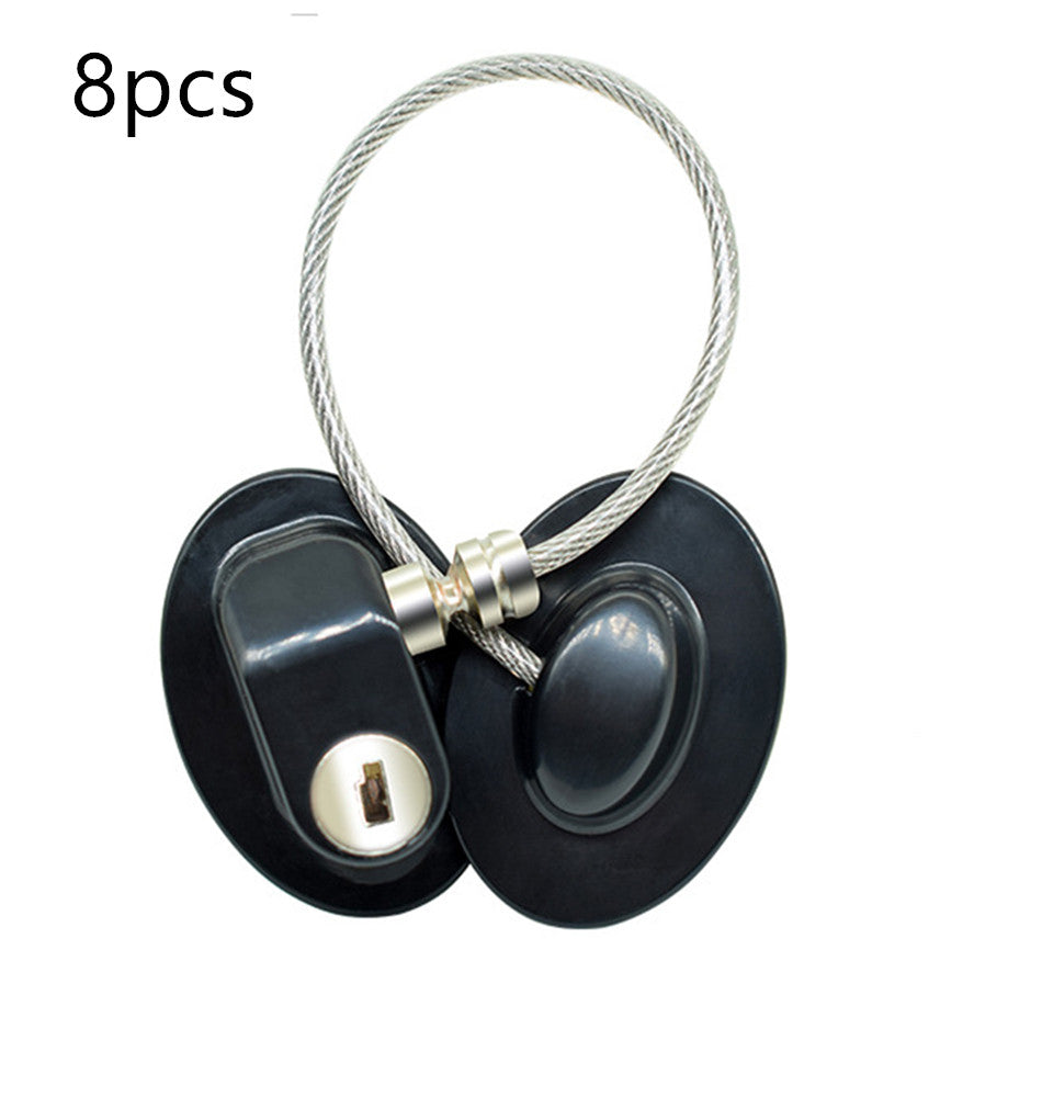 Child Safety Window & Cabinet Chain Lock | Flexible Cable | Adhesive Mount | Black & White | 1–8pcs
