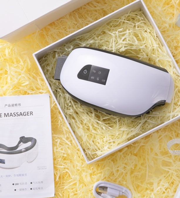 Bluetooth Eye Massager | Air Pressure | Hot Compress | Vibration | 3–6 Modes | 1200mAh | Leather Case | Eye Fatigue, Dark Circles & Sleep Aid